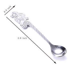 Ouliget Stainless Steel Mini Coffee Espresso Spoon, Dessert Teaspoons Small Soup Spoons, Silver Cute Animals Coffee Spoon, 5 inch, Set of 4