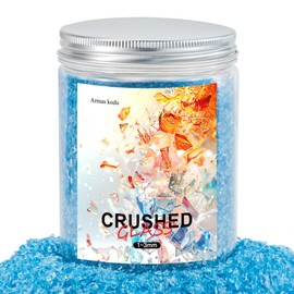 Armas kodu Crushed glass 1-3mm for resin art, Small Broken Glass Pieces for DIY Vase Filler Decoration, crushed glass for crafts 1.5 Pounds (Ocean Blue)