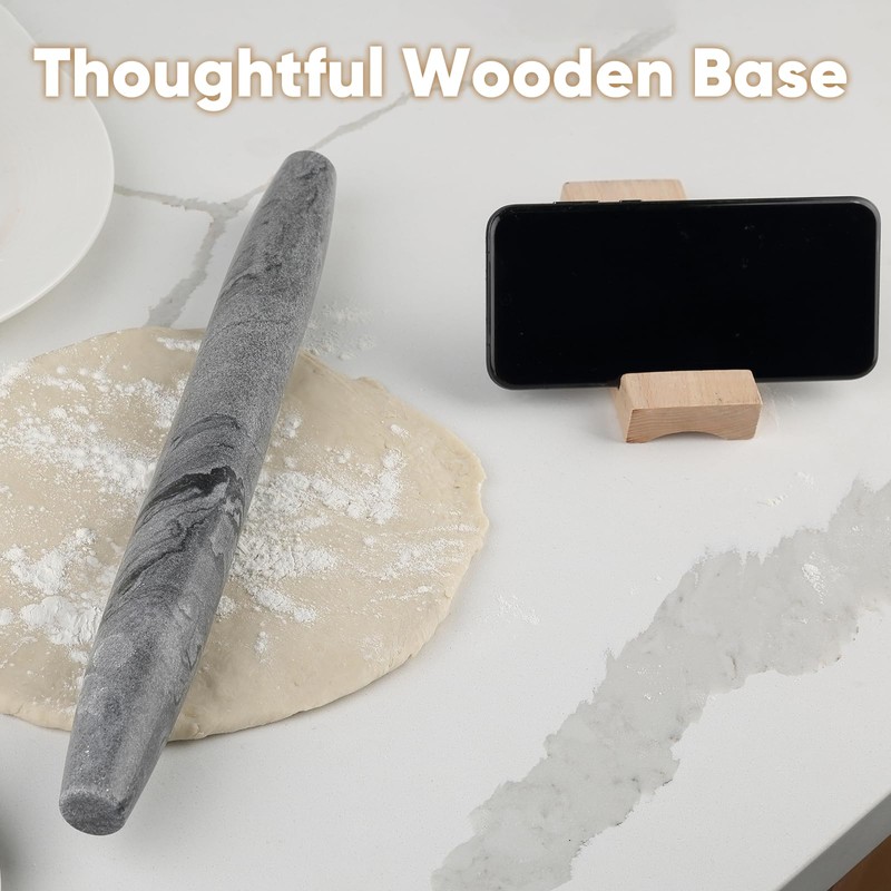 Koville African Natural Marble French Rolling Pin, 16inch Non-Stick Rolling