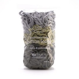 Lotta Loops by Friendly Loom - Hiking Pack (Traditional Size) Silver, Leaf, Willow Cotton Loops Makes 6 Potholders Approx 6" x 6"by Harrisville Designs Made in The USA