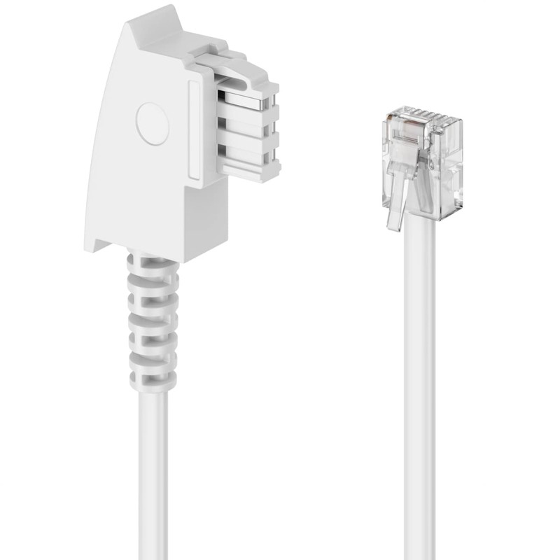 deleyCON 10 m Telephone Cable, TAE-F Plug to RJ11 Plug,