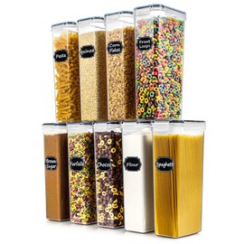 Wildone Airtight Food Storage Containers Set of 9 BPA Free Cereal & Dry Food Storage Containers 2.8L / 11.83 cups for Sugar, Flour, Snack, Baking Supplies, with 20 Chalkboard Labels & 1 Marker