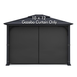 Gazebo Universal Replacement Privacy Curtain - Wonwon Privacy Panel Canopy Side Wall with Zipper for 10' x 12' Outdoor Gazebo (Black)