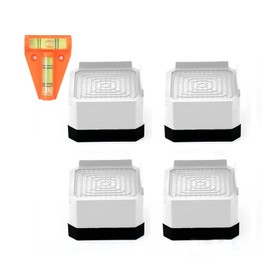 Washing Machine Anti-Vibration Feet, Square Furniture Risers, Non-Slip Shock Absorbing Pads, Set of 4, White and Black (White)