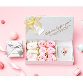 LAVUMO Heart Necklace 925 Silver Rose Gold Women's Necklace – Heart Pendant Silver Chain Jewellery Gift for Wife, Women, Mum, Girlfriend for Birthday, Christmas, Valentine's Day, Hypoallergenic