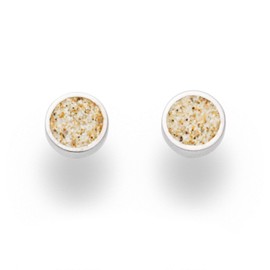 DUR Ladies Small Sand Kiss Sterling Silver Beach Sand Stud Earrings 8mm O4976, Silver, No Gemstone