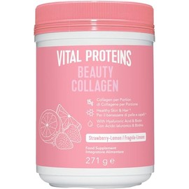 Vital Proteins Beauty Kollagen mit Hyaluronsäure, Hydrolisiertes Rinderkollagen, Biotin, für Haut, Haare, Nägel, 15 g Kollagen pro Portion, 271 g ohne Löffel, Erdbeergeschmack Zitrone