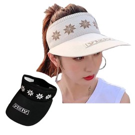 LAC NA Women's Sun Visor, One Size Fits Most, Sun Protection, Sun Protection, Wide Brim, Running, Sports, Walking, Golf, Jogging, Large Brim, Black