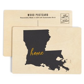 Louisiana, Home State, Gray on White (4x6 Birch Wood Postcards, 2-Pack Stationary, Rustic Home Wall Decor)