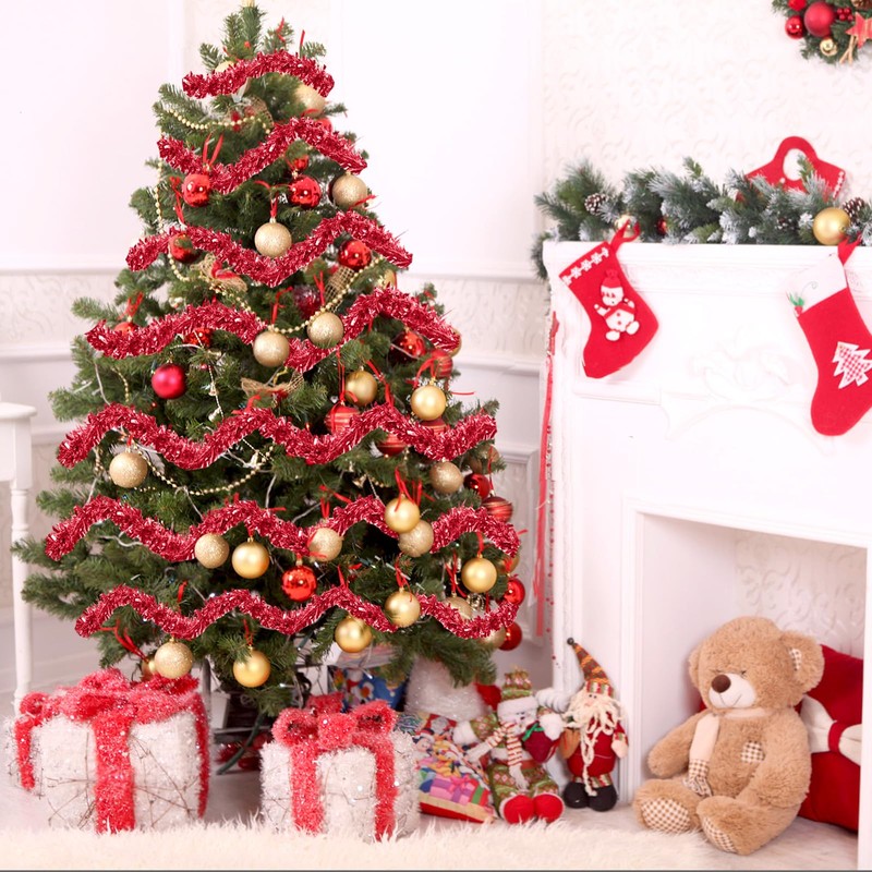 Pack of 6 x 2 m Christmas Tinsel Garland, Tinsel