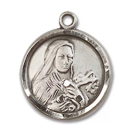 Bliss Sterling Silver Saint Theresa Religious Medal Pendant Necklace 18" Chain GiftBox
