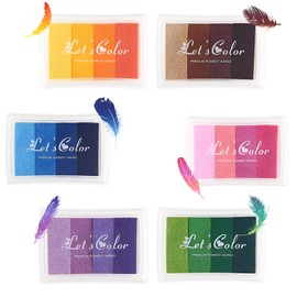 PDCTACST Craft Ink Pad Stamps, 24 Colors Rainbow DIY Fingerprint Ink Pad Stamps, 6 PCS Washable Stamp Pad for Kids DIY Colorful Paper Fingerprint Scrapbooking Rubber Stamps and Card Making Decoration