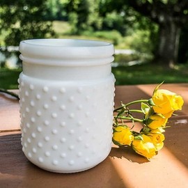 White Hobnail Jar 4"Dia