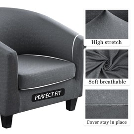 Lellen Club Chair Slipcover with Seat Cushion Cover Round Tub Chair Slipcovers Barrel Chair Cover Arm Protector Armchair Covers Reusable Stretch Sofa Covers for Living Room Bedroom Office Dining Room