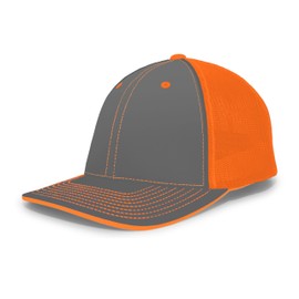 Pacific Headwear Standard Trucker Flexfit Cap, Graphite/Neon Orange/Graphite