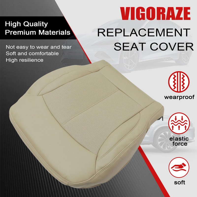 Vigoraze Driver Bottom Leather Replacement Seat Cover Tan Compatible with