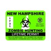 New Hampshire Zombie Hunting Permit Sticker Premium Decal Die Cut