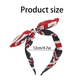 MUNSKT 2 Pcs Union Flag Bowknot Head Band Union Flag Bow Girls Headbands Bunny Ears Union Flag Headband Red White and Blue British Hairband for Girls Women Yoga Parade Party Cycling Outdoor Fitness