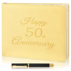 Patelai Wedding Anniversary Guest Book Decorations Wedding Guest Book Sign Alternative 50th Commemoration Day Party Favors with Pen, 112 Pages (Classic)