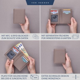 VON HEESEN Men's Leather Wallet & RFID Protection I Genuine Leather Wallet for Men & Women I Wallet Wallet (Taupe)