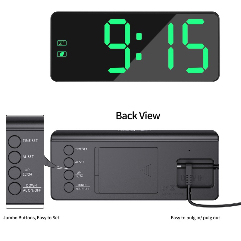 KWANWA Alarm Clock for Heavy Sleepers - 2.4" Super Bright