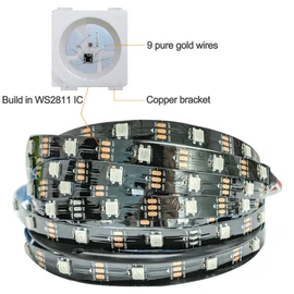 Tesfish WS2812B LED Strip IP65 Waterproof RGB Pixel Strip 5 m 5 V 5050 150 LEDs Black PCB Full Colour Individually Addressable Smart Light Strip for Advertising Decoration DIY Projects
