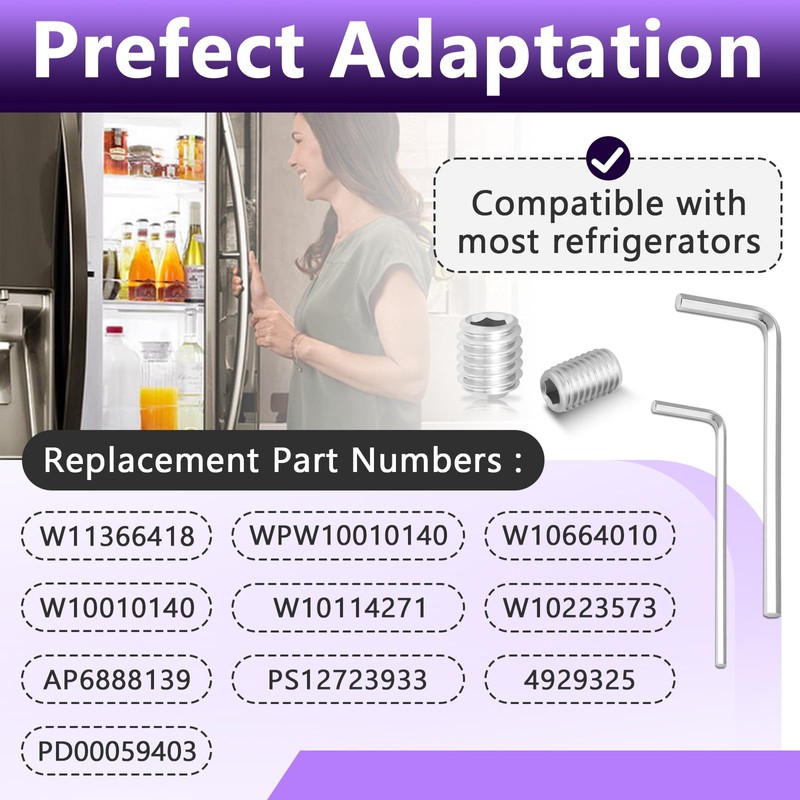 8 Packs W11366418 Refrigerator Freezer Door Handle Mounting Set Screw,