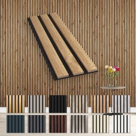 HEXIM Acoustic Panels Sample Piece - Flexible Slat Wall Wood MDF Wall Panels Slat Cladding Wall Cladding Interior Decoration Sound-Absorbing (Pecan - AP08 / APH08 Sample Piece)
