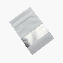 FERENLI 100 Pack 2.8x3.9 inch Matte Flat White Mylar Food Storage Bags with Window for Small Business Zipper Lock Aluminum Foil Pouches Smell Proof Bags Resealable Heat Sealable for Packaging