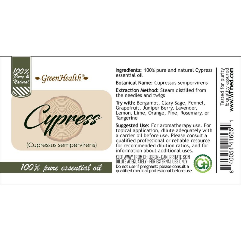 GreenHealth - 5 ml Cypress Essential Oil - 100% Pure