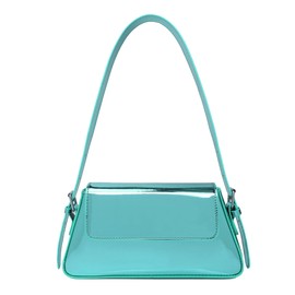 Bolso de hombro pequeño para mujer, bonito bolso de mano de noche, bolso de mano Y2k, color plateado brillante, para fiesta, graduación, boda, A azul
