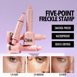 Faux Freckle Stamp, Upgrade Freckle Pen, Fake Freckles Stamp Air Cushion, Long Lasting & Waterproof Quick Dry, Lifelike Magic Freckles Stamp Marker for Natural Sunkissed Makeup (Medium)