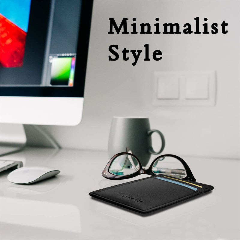 Travelambo Front Pocket Minimalist Leather Slim Wallet RFID Blocking Medium