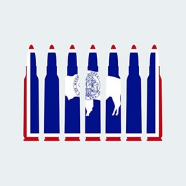 Wyoming Flag Bullet Ammo Sticker Self Adhesive Vinyl Decal FA Graphix WY .223 5.56mm 2a 2nd Gun Rights - 5.00 Wide