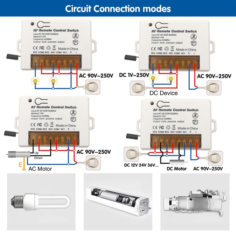 DieseRC 2 Channels Wireless Relay Remote Control Switch 433Mhz RF