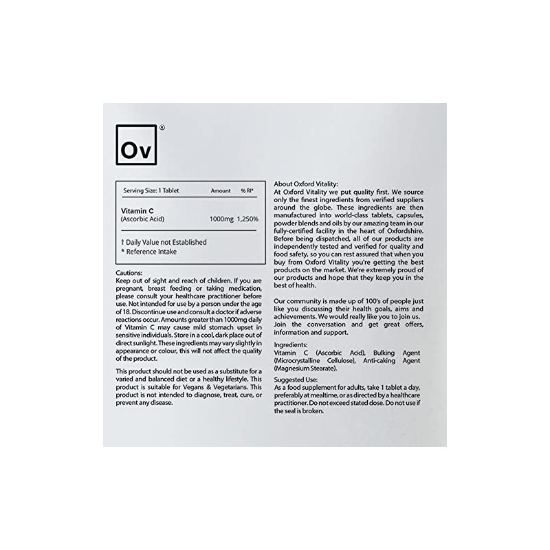 Vitamin C Tablets | 1000mg Supplements for Immune Health, Energy