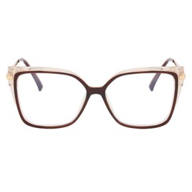 Shiratori Blue Light Blocking Glasses Rectangle Chic Preppy Look MultiColor Frame for Women,Clear Glasses, Nerdy Glasses，Anti Eyestrain & UV Protection Computer Eyeglasses Brown