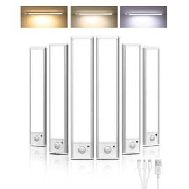 Under Cabinet Lighting, LED Motion Sensor Light Indoor, Rechargeable Closet Lights Battery Operated, Dimmable Under Cabinet Lights with 3 Color Temps, Wireless Under Counter Lights for Kitchen(6Pack)