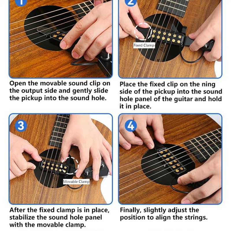 12 Sound Hole Acoustic Guitar Pickup - Magnetic Transducer with