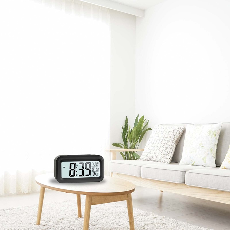 JOPHEK LCD Digital Alarm Clock, Travel Alarm Clock with Temperature