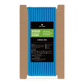 Kamu Synber Rubber Cord, 4 mm x 5 m, Expander Rope, Tension Rope, Rubber Cord for Trailers, Sun Sail, Tarpaulin, UV Resistant, Weatherproof, Blue