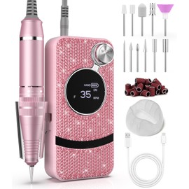 Professional Electric Cordless Nail Drill File with 11 Nail Drill Bits, 35000RPM DIY Glitter e Filer for Nails Kit Machine for Acrylic Nails Gel Polishing for Manicure Salon Home