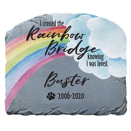 Let's Make Memories Over The Rainbow Bridge Garden Stone - Pet Memorial - Sympathy Garden Marker
