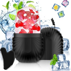Rodillo de Hielo para la Cara,Molde de Hielo para Cara de Silicona Reutilizable,Rodillo Facial Hielo para Belleza y Cuidado de Facial,Herramientasde Cuidado para Masaje Facial para Belleza Facial(Negro)