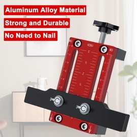 Cabinet Door Installation Positioner, Adjustable Cabinet Hardware Jig, Versatile Hardware Jig High Protective Woodworking Tool for Most Cabinet Doors (Aluminum-Alloy Red)