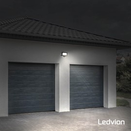 Ledvion LED Spotlight with 0.5 m Cable, 50 Watt Osram LED Spotlight, 6000 K Wide Beam, 6000 Lumen Work Light, Outdoor Spotlight IP65 Waterproof, Spotlight with Quick Coupling