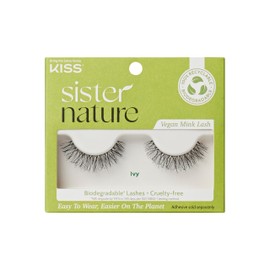 KISS Sister Nature Vegan, False Eyelashes, 'Ivy', 14 mm, Includes 1 Pair Of Lash, Contact Lens Friendly, Easy to Apply, Reusable Strip Lashes