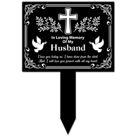 GLOBLELAND Rectangle Shaped Dove Garden Stake Memorial Remembrance Plaque Stake for Husband Acrylic Waterproof Sympathy Garden Stakes for Yard Grave Cemetery