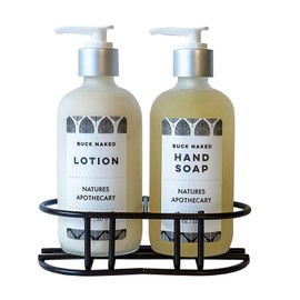 NATURE'S APOTHECARY DAYSPA Body Basics Buck Naked Soap Set - Eco-Friendly, Vegan, Hypoallergenic, Made in USA - Includes Lotion & Refillable Liquid Soap with Metal Holder
