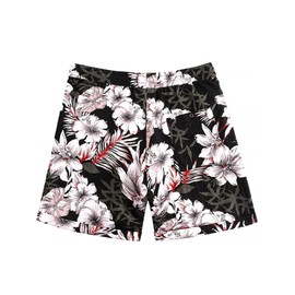 JOGAL Men's Hawaiian Beach Shorts Summer Casual Tropical Flower Flat Front Aloha Shorts with Pocket PeachHibi XX-Large Black Pink